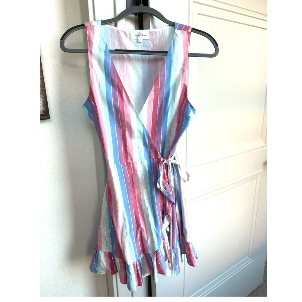 Striped Sleeveless Wrap Dress